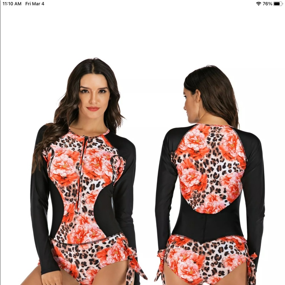 Ladies one piece paddle board suit zip front